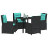 Conjunto de Comedor de Jardín 5 pcs Negro Poliratán 3