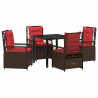 Conjunto de Comedor de Jardín 5 pcs Marrón ratán sintético 2