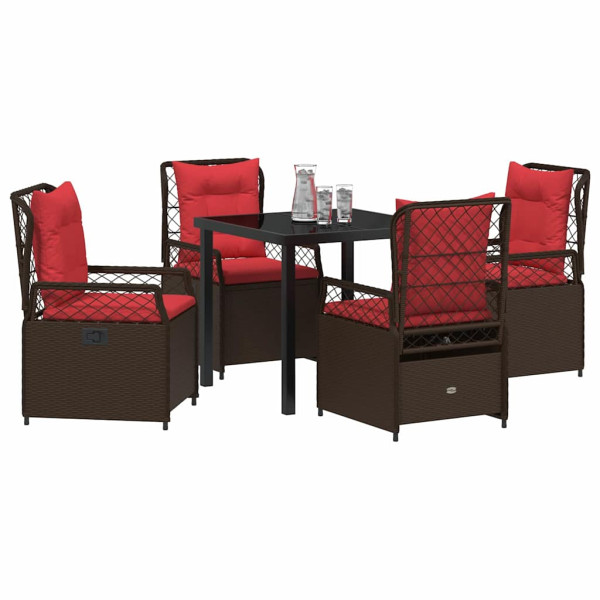 Conjunto de Comedor de Jardín 5 pcs Marrón ratán sintético M 3