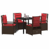 Conjunto de Comedor de Jardín 5 pcs Marrón ratán sintético 3