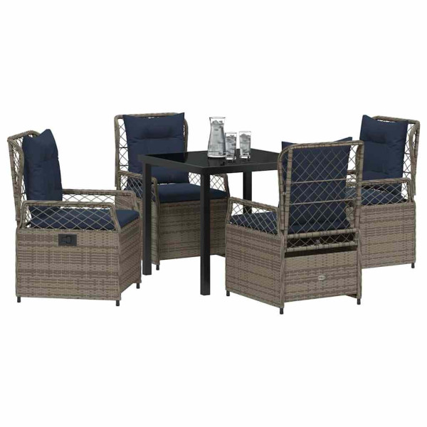 Conjunto de Comedor de Jardín 5 pcs Gris ratán sintético M 3