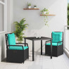 Conjunto de Comedor de Jardín 3 pcs Negro ratán sintético 1