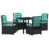 Conjunto de Comedor de Jardín 5 pcs Negro ratán sintético 2