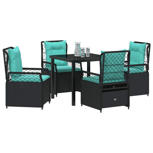 Conjunto de Comedor de Jardín 5 pcs Negro ratán sintético M 3