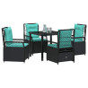 Conjunto de Comedor de Jardín 5 pcs Negro ratán sintético 3