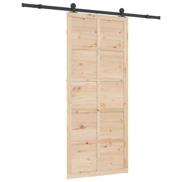 Puerta deslizante Marrón 90 x 208 cm Madera maciza de pino M 2