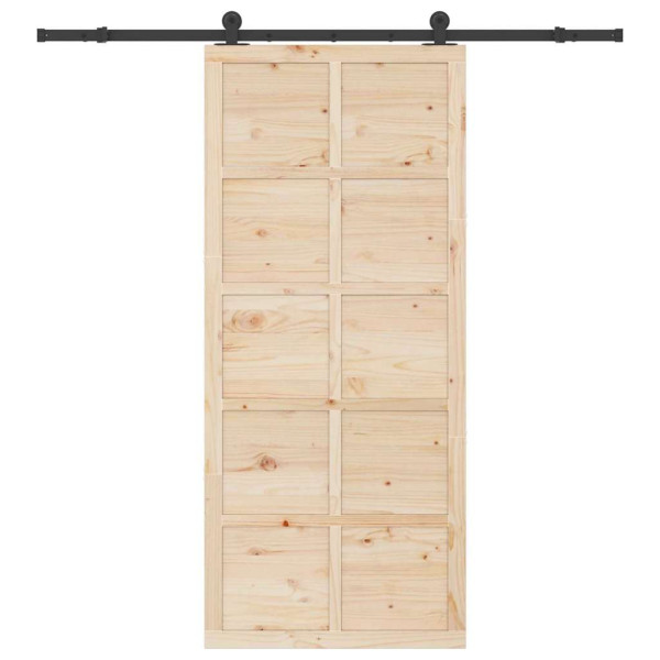 Puerta deslizante Marrón 90 x 208 cm Madera maciza de pino M 4