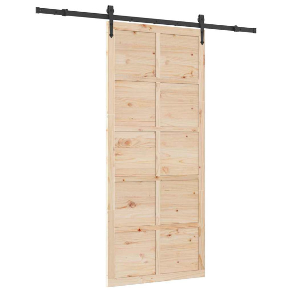 Puerta deslizante Marrón 100 x 208 cm Madera maciza de pino M 2