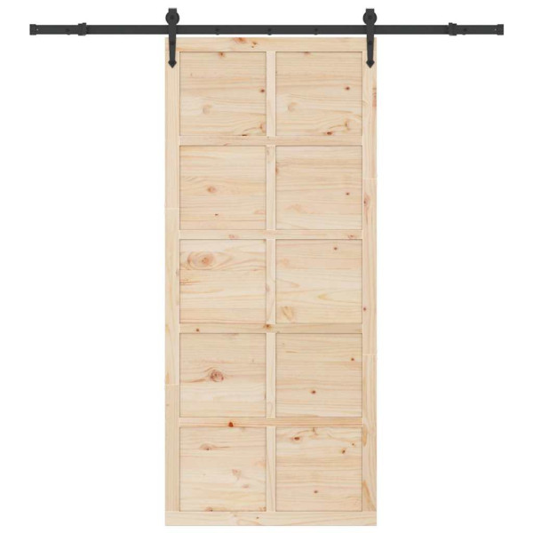 Puerta deslizante Marrón 80 x 208 cm Madera maciza de pino M 4
