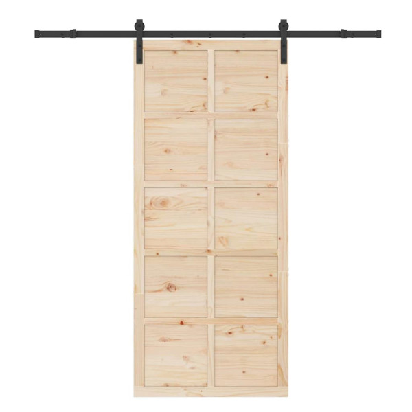 Puerta deslizante Marrón 90 x 208 cm Madera maciza de pino M 4