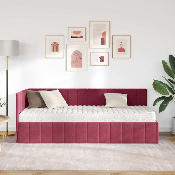 Estructura de cama en esquina Rojo vino tinto 80 x 200 cm M 4