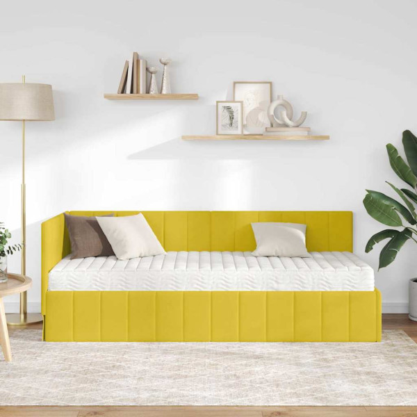 Estructura de cama en esquina Amarillo 80 x 200 cm Terciopelo M 4