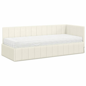 Estructura de cama en esquina Crema 80 x 200 cm Terciopelo H