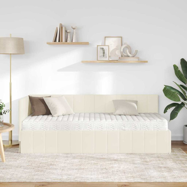 Estructura de cama en esquina Crema 80 x 200 cm Terciopelo M 4