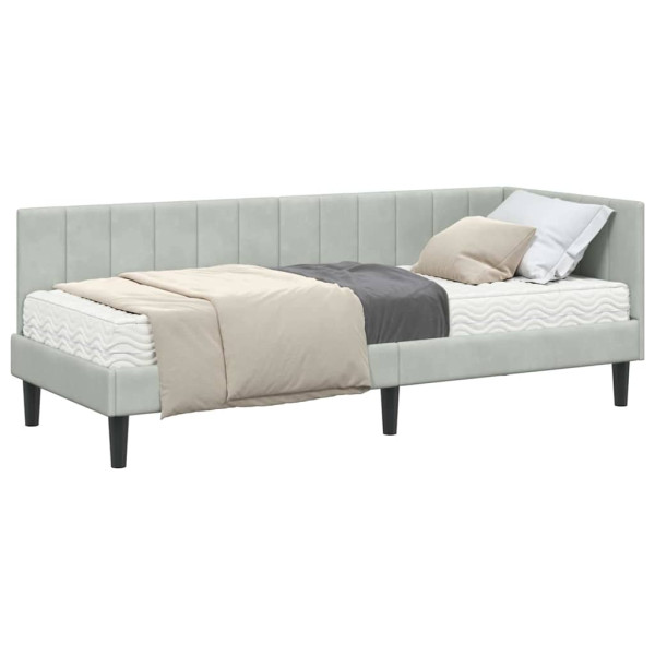 Estructura de cama en esquina Gris claro 80 x 200 cm Terciopelo M 3