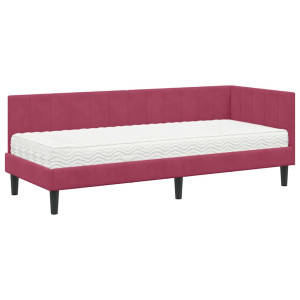 Estructura de cama en esquina Rojo vino tinto 80 x 200 cm H