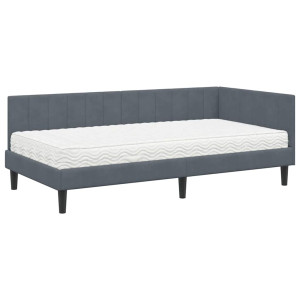 Estructura de cama en esquina Gris oscuro 90 x 190 cm H