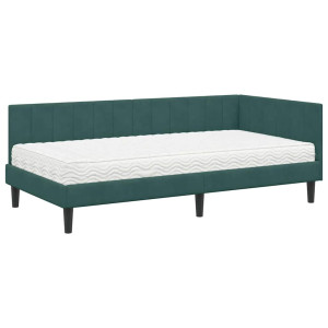 Estructura de cama en esquina Verde oscuro 90 x 190 cm H