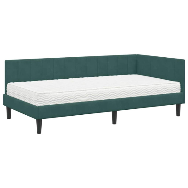 Estructura de cama en esquina Verde oscuro 90 x 190 cm M 2