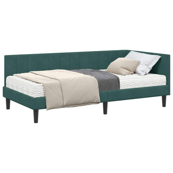 Estructura de cama en esquina Verde oscuro 90 x 190 cm M 3