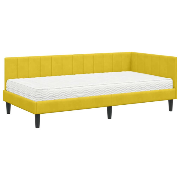 Estructura de cama en esquina Amarillo 90 x 190 cm Terciopelo M 2
