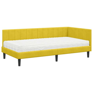 Estructura de cama en esquina Amarillo 90 x 200 cm Terciopelo H