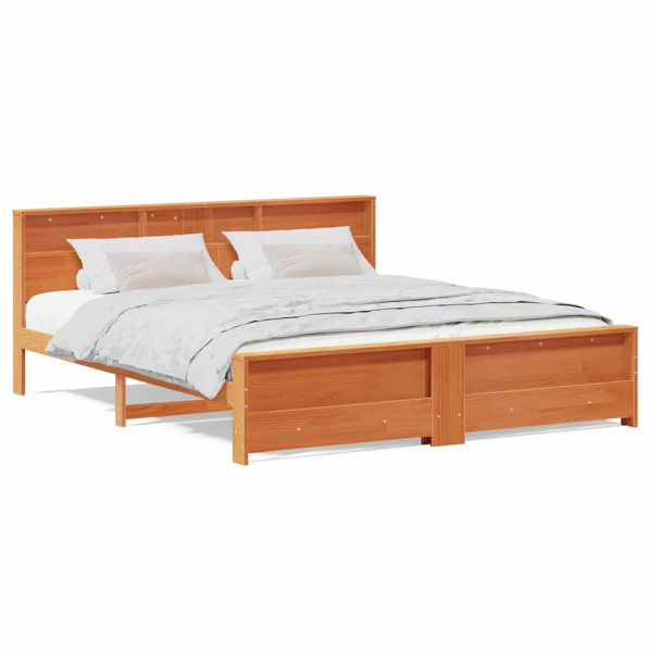 Estructura de cama con cabecera Marrón cera 200 x 200 cm M 4