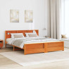 Estructura de cama con cabecera Marrón cera 180 x 200 cm 5