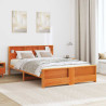Estructura de cama con cabecera Marrón cera 140 x 200 cm 5