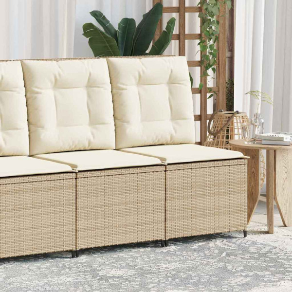 Sofá de jardín con cojín Beige Poliratán M 3