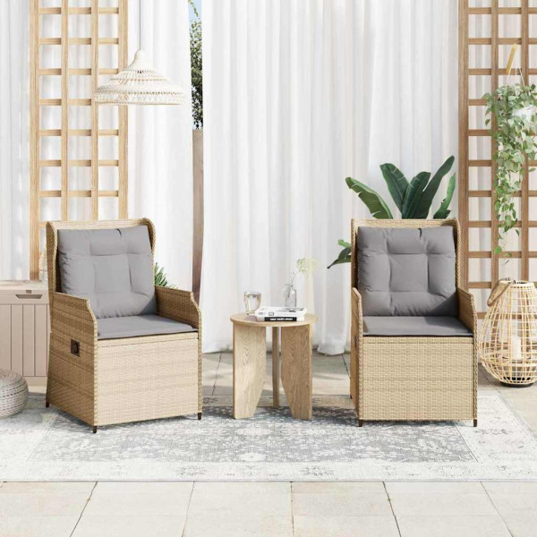 Banco de jardín con cojín 2 pcs Beige Poliratán D