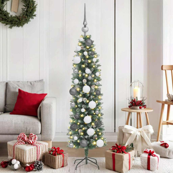 Árbol Navideño Artificial Delgado Verde 120 cm Plástico y PVC D