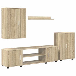 Juego de mueble de TV de 4 piezas 4 pcs Roble Sonoma H