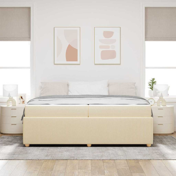 Estructura de cama con colchón Crema 200 x 200 cm tela M 5