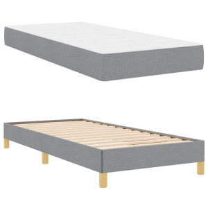 Cama tipo Box Spring Gris Claro y Marrón 90 x 190 cm H