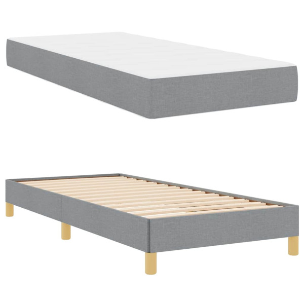 Cama tipo Box Spring Gris Claro y Marrón 90 x 190 cm M 2