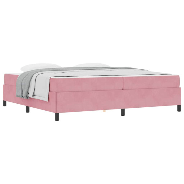 Estructura de cama Rosa y blanco 200 x 200 cm Terciopelo M 3