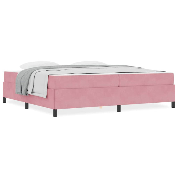 Estructura de cama Rosa y blanco 200 x 200 cm Terciopelo M 4