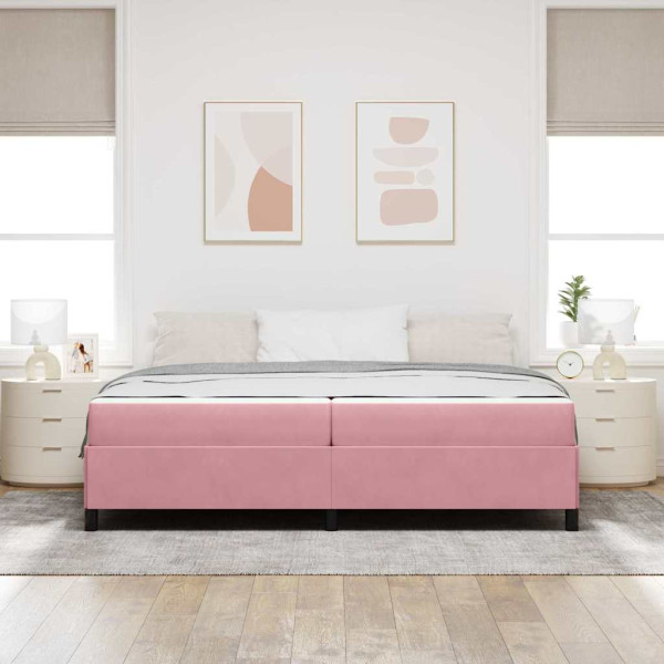 Estructura de cama Rosa y blanco 200 x 200 cm Terciopelo M 5