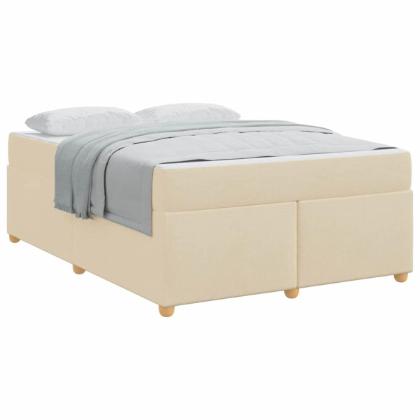Estructura de cama con colchón Crema 160 x 200 cm tela M 3