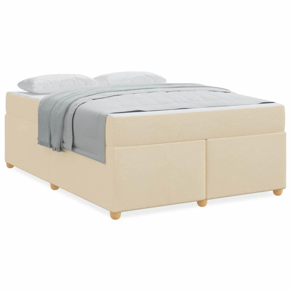 Estructura de cama con colchón Crema 160 x 200 cm tela M 4