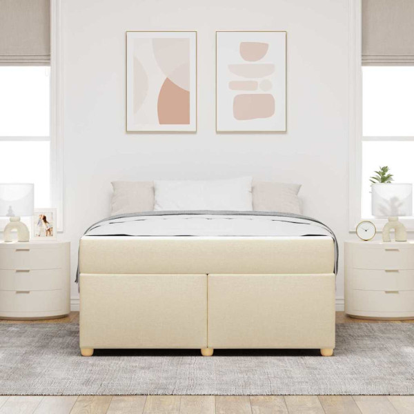 Estructura de cama con colchón Crema 160 x 200 cm tela M 5