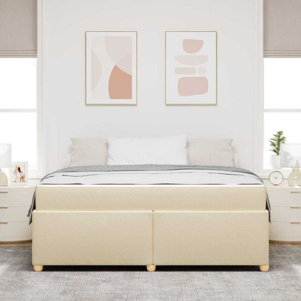 Estructura de cama con colchón Crema 180 x 200 cm tela M 5