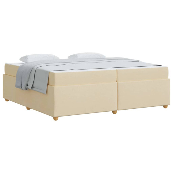Estructura de cama con colchón Crema 200 x 200 cm tela M 3