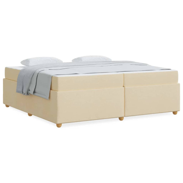 Estructura de cama con colchón Crema 200 x 200 cm tela M 4