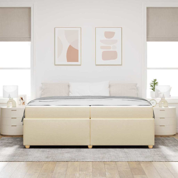 Estructura de cama con colchón Crema 200 x 200 cm tela M 5