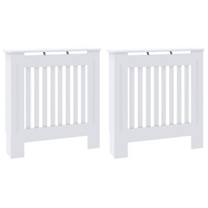 Cubierta de radiador 2 pcs Blanco 78x19x81.5cm Madera Ingeniada H