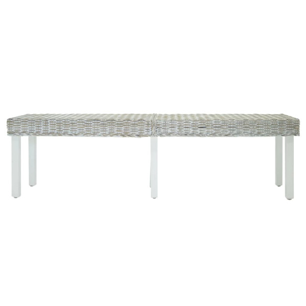 Banco madera caoba blanco y ratán Kubu natural 160x35x45 cm M 2