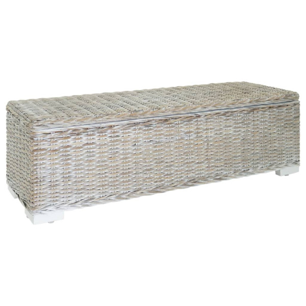Caja almacenaje madera caoba blanco y ratán Kubu natural 110 cm D