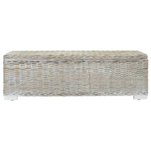 Caja almacenaje madera caoba blanco y ratán Kubu natural 110 cm H